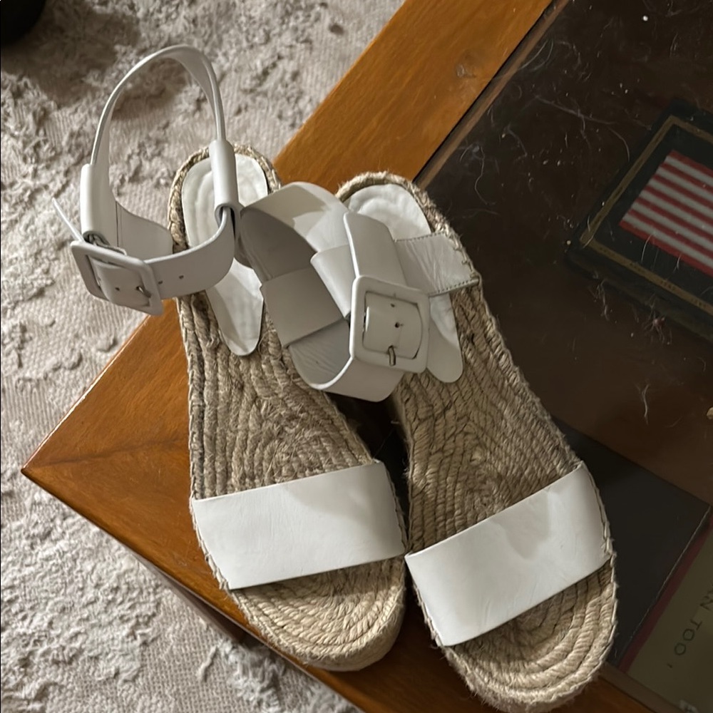 Vince White Espadrille Ankle Strap Sandals